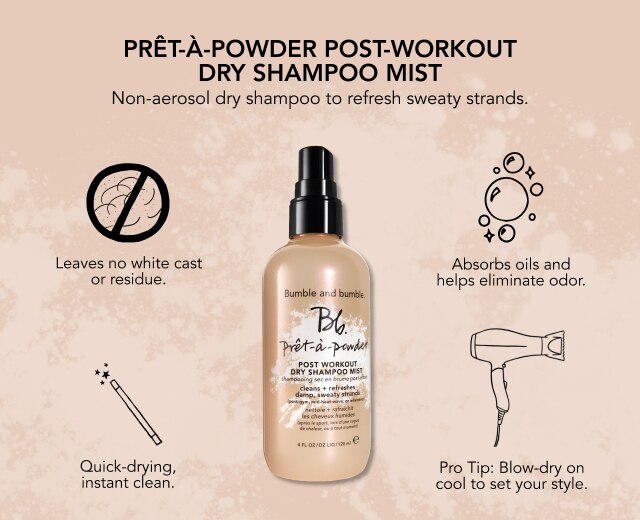 Brume pour cheveux shampoing sec en poudre Prêt-à-powder post-effort