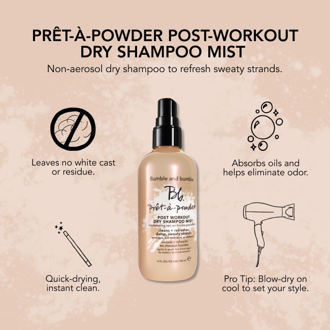 Brume pour cheveux shampoing sec en poudre Prêt-à-powder post-effort